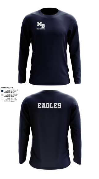 Long Sleeve Performance Shirt, MB EAGLES Women's Basketball, Women's Basketball, Teamtime, Team time, sublimation, custom sports apparel, team uniforms, spirit wear, spiritwear, sports uniforms, custom shirts, team store, custom team store, fundraiser sports, apparel fundraiser