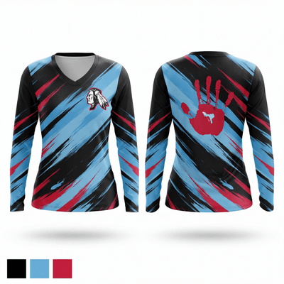 Owyhee Braves 73946011 Women's Long Sleeve V-neck Shirt - 1