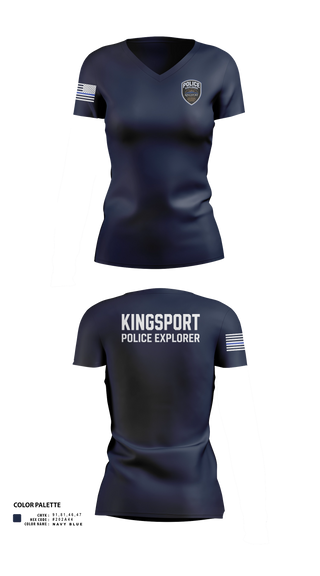 Womens Short Sleeve Vneck Shirt, Kingsport Police Explorer Post, Police, Teamtime, Team time, sublimation, custom sports apparel, team uniforms, spirit wear, spiritwear, sports uniforms, custom shirts, team store, custom team store, fundraiser sports, apparel fundraiser