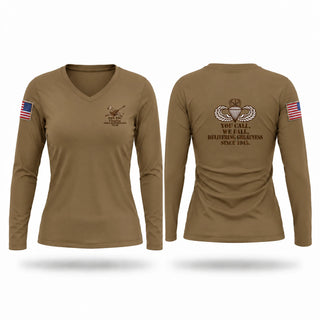 Womens Long Sleeve Vneck Shirt, Charlie Mechanics Fox FSC 1-319th AFar, Army, Teamtime, Team time, sublimation, custom sports apparel, team uniforms, spirit wear, spiritwear, sports uniforms, custom shirts, team store, custom team store, fundraiser sports, apparel fundraiser