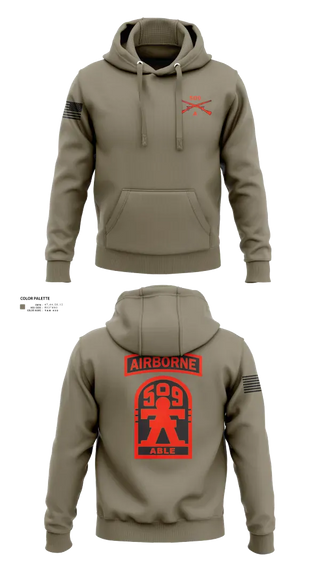 Hoodie, 3-509th Parachute Infantry BN Able Nation, , Teamtime, Team time, sublimation, custom sports apparel, team uniforms, spirit wear, spiritwear, sports uniforms, custom shirts, team store, custom team store, fundraiser sports, apparel fundraiser