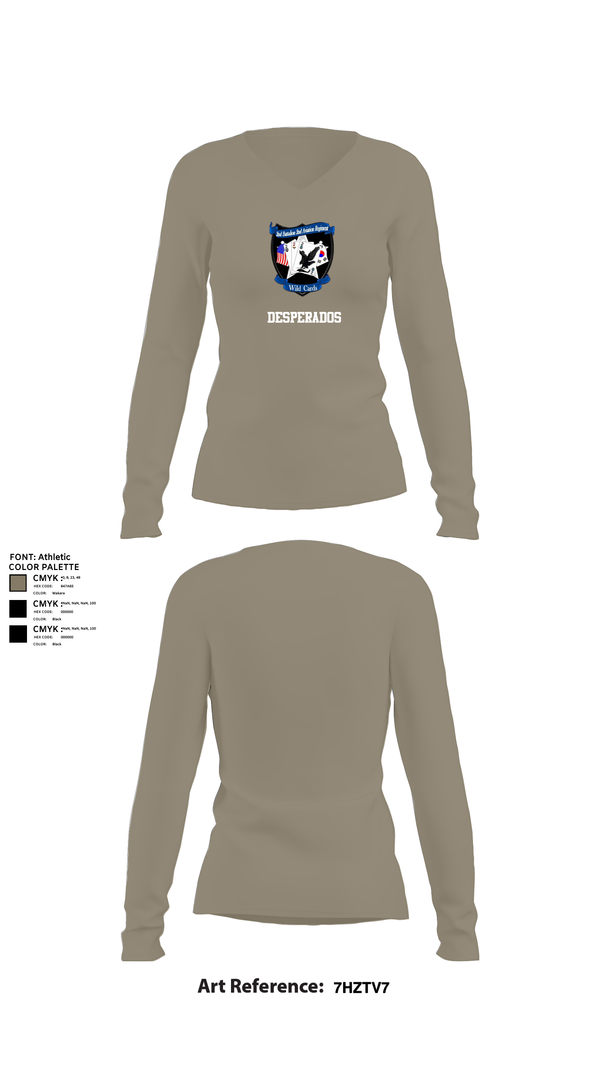 Womens Long Sleeve Vneck Shirt, Desperados, , Teamtime, Team time, sublimation, custom sports apparel, team uniforms, spirit wear, spiritwear, sports uniforms, custom shirts, team store, custom team store, fundraiser sports, apparel fundraiser