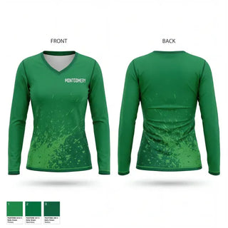 Womens Long Sleeve Vneck Shirt, MONTGOMERY, Men's Basketball, Teamtime, Team time, sublimation, custom sports apparel, team uniforms, spirit wear, spiritwear, sports uniforms, custom shirts, team store, custom team store, fundraiser sports, apparel fundraiser