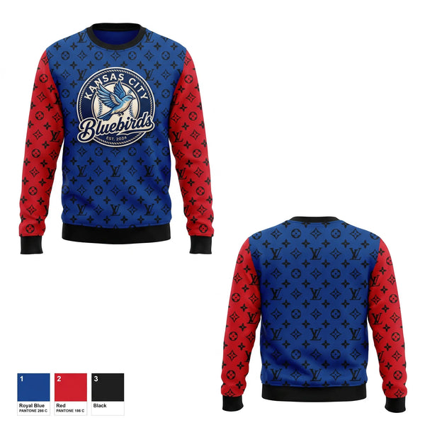 Crew Neck Sweatshirt, Kansas City Bluebirds, Baseball, Teamtime, Team time, sublimation, custom sports apparel, team uniforms, spirit wear, spiritwear, sports uniforms, custom shirts, team store, custom team store, fundraiser sports, apparel fundraiser