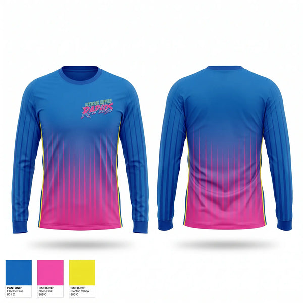 Long Sleeve Performance Shirt, Mystic River Rapids, Baseball, Teamtime, Team time, sublimation, custom sports apparel, team uniforms, spirit wear, spiritwear, sports uniforms, custom shirts, team store, custom team store, fundraiser sports, apparel fundraiser