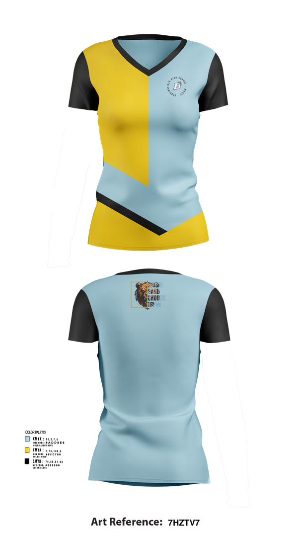 Womens Short Sleeve Vneck Shirt, Beddingfield High School Music, Spirit Store, Teamtime, Team time, sublimation, custom sports apparel, team uniforms, spirit wear, spiritwear, sports uniforms, custom shirts, team store, custom team store, fundraiser sports, apparel fundraiser