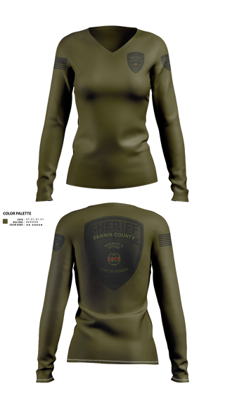 Womens Long Sleeve Vneck Shirt, Fannin county  sheriff’s office, Police, Teamtime, Team time, sublimation, custom sports apparel, team uniforms, spirit wear, spiritwear, sports uniforms, custom shirts, team store, custom team store, fundraiser sports, apparel fundraiser