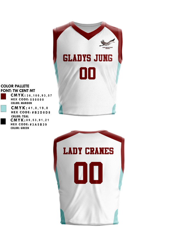 Mens Basketball Jersey, Gladys Jung Lady Cranes Baketball, Women's Basketball, Teamtime, Team time, sublimation, custom sports apparel, team uniforms, spirit wear, spiritwear, sports uniforms, custom shirts, team store, custom team store, fundraiser sports, apparel fundraiser