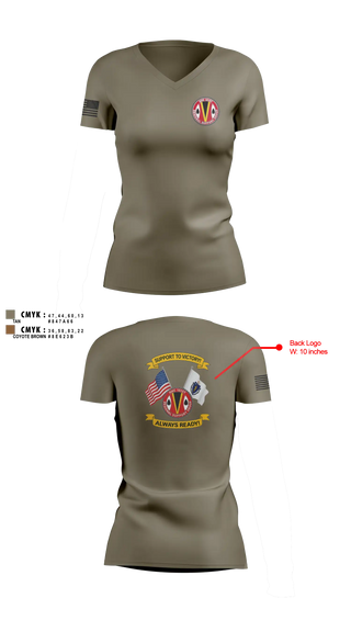 Womens Short Sleeve Vneck Shirt, HHC 151st RSG, Army, Teamtime, Team time, sublimation, custom sports apparel, team uniforms, spirit wear, spiritwear, sports uniforms, custom shirts, team store, custom team store, fundraiser sports, apparel fundraiser