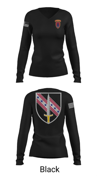 Womens Long Sleeve Vneck Shirt, 6/54th Security Force Assistance Brigade, , Teamtime, Team time, sublimation, custom sports apparel, team uniforms, spirit wear, spiritwear, sports uniforms, custom shirts, team store, custom team store, fundraiser sports, apparel fundraiser