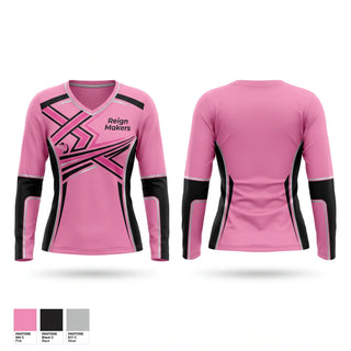 Womens Long Sleeve Vneck Shirt, Reign Makers, Women's Basketball, Teamtime, Team time, sublimation, custom sports apparel, team uniforms, spirit wear, spiritwear, sports uniforms, custom shirts, team store, custom team store, fundraiser sports, apparel fundraiser