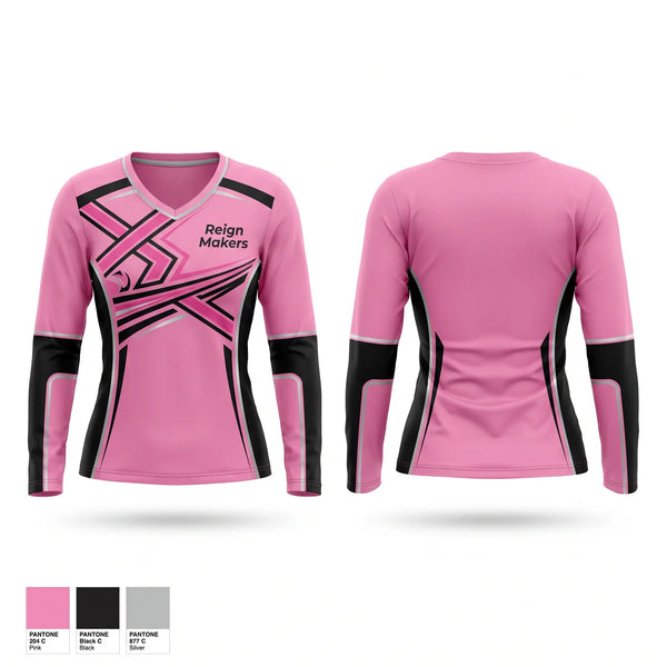 Womens Long Sleeve Vneck Shirt, Reign Makers, Women's Basketball, Teamtime, Team time, sublimation, custom sports apparel, team uniforms, spirit wear, spiritwear, sports uniforms, custom shirts, team store, custom team store, fundraiser sports, apparel fundraiser