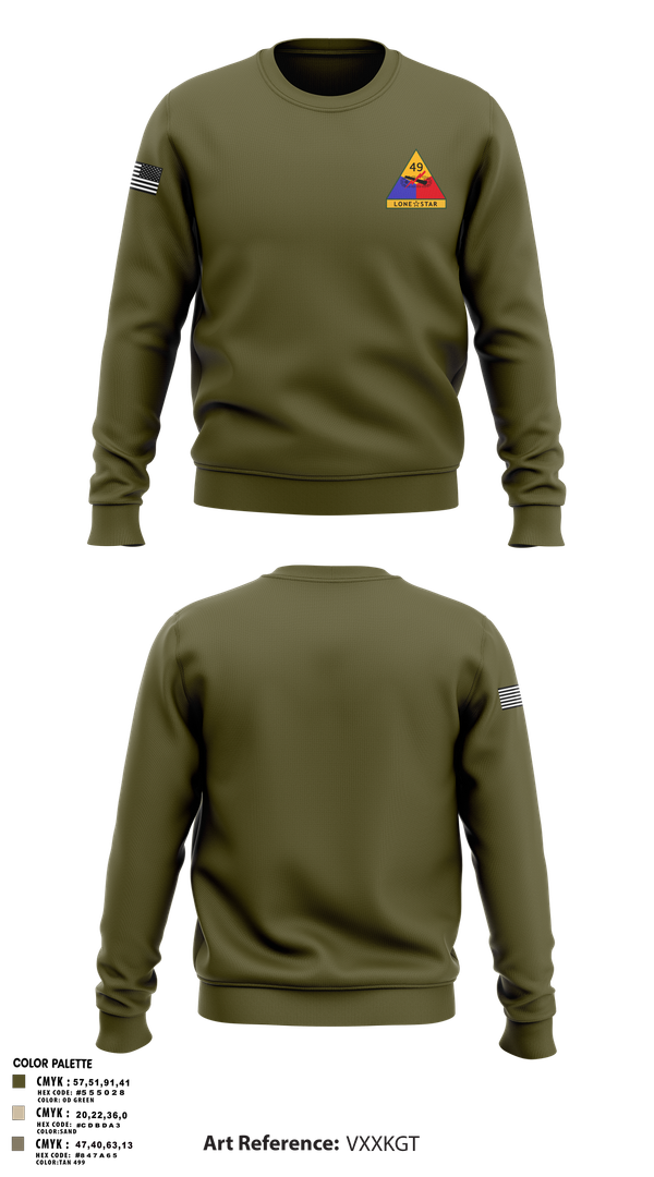 Crew Neck Sweatshirt, 49th Armored, , Teamtime, Team time, sublimation, custom sports apparel, team uniforms, spirit wear, spiritwear, sports uniforms, custom shirts, team store, custom team store, fundraiser sports, apparel fundraiser