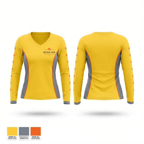 Womens Long Sleeve Vneck Shirt, 605 Running Company Downtown, Spirit Store, Teamtime, Team time, sublimation, custom sports apparel, team uniforms, spirit wear, spiritwear, sports uniforms, custom shirts, team store, custom team store, fundraiser sports, apparel fundraiser