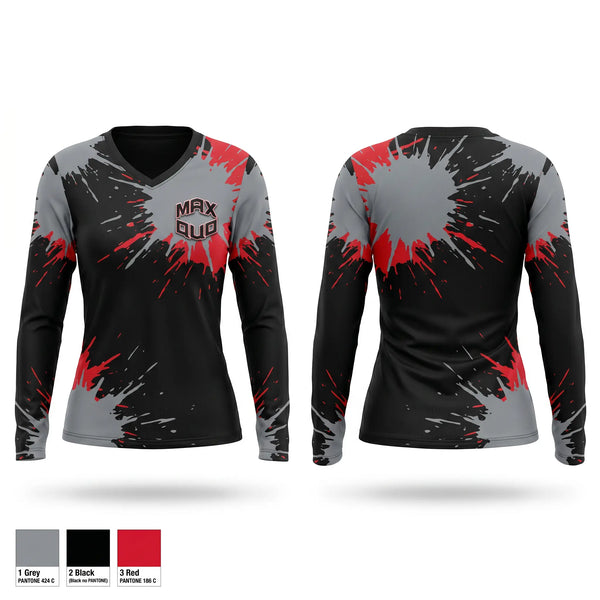 Womens Long Sleeve Vneck Shirt, Maximum Quotient Track Club, Track & Field, Teamtime, Team time, sublimation, custom sports apparel, team uniforms, spirit wear, spiritwear, sports uniforms, custom shirts, team store, custom team store, fundraiser sports, apparel fundraiser
