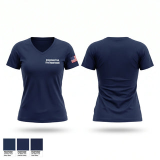 Womens Short Sleeve Vneck Shirt, Greystone Park Fire Department, Fire Department, Teamtime, Team time, sublimation, custom sports apparel, team uniforms, spirit wear, spiritwear, sports uniforms, custom shirts, team store, custom team store, fundraiser sports, apparel fundraiser
