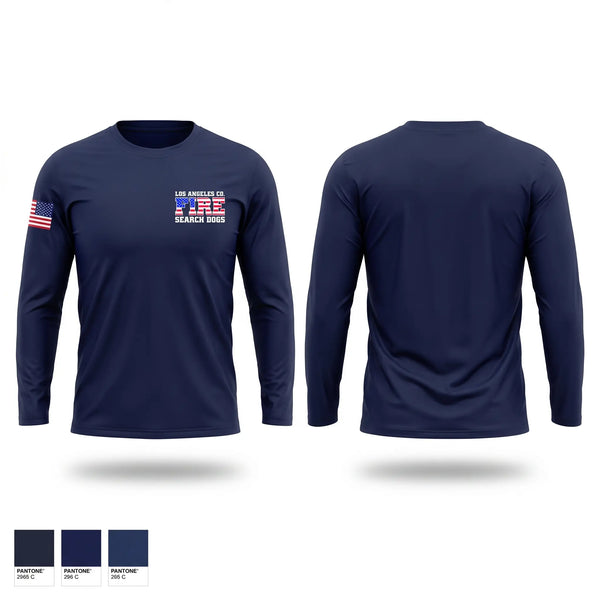 Long Sleeve Performance Shirt, La County Fire Search Dogs, Fire Department, Teamtime, Team time, sublimation, custom sports apparel, team uniforms, spirit wear, spiritwear, sports uniforms, custom shirts, team store, custom team store, fundraiser sports, apparel fundraiser