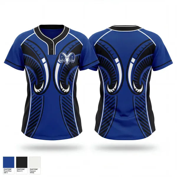 Two Button Softball Jersey, Ramsay, Softball, Teamtime, Team time, sublimation, custom sports apparel, team uniforms, spirit wear, spiritwear, sports uniforms, custom shirts, team store, custom team store, fundraiser sports, apparel fundraiser