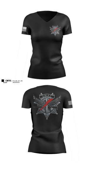 Womens Short Sleeve Vneck Shirt, Thurston County SWAT, Police, Teamtime, Team time, sublimation, custom sports apparel, team uniforms, spirit wear, spiritwear, sports uniforms, custom shirts, team store, custom team store, fundraiser sports, apparel fundraiser