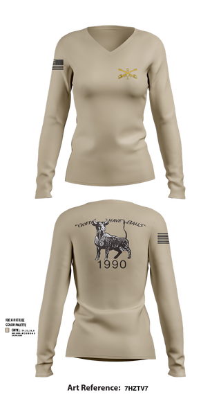 Womens Long Sleeve Vneck Shirt, 2nd Armored Cavalry Regiment, , Teamtime, Team time, sublimation, custom sports apparel, team uniforms, spirit wear, spiritwear, sports uniforms, custom shirts, team store, custom team store, fundraiser sports, apparel fundraiser
