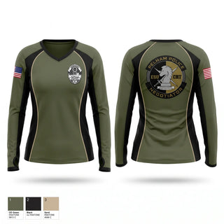 Womens Long Sleeve Vneck Shirt, Critical Response Team, Police, Teamtime, Team time, sublimation, custom sports apparel, team uniforms, spirit wear, spiritwear, sports uniforms, custom shirts, team store, custom team store, fundraiser sports, apparel fundraiser