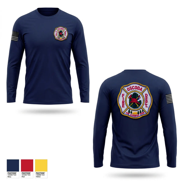 Long Sleeve Performance Shirt, Oscoda Fire Dept, Fire Department, Teamtime, Team time, sublimation, custom sports apparel, team uniforms, spirit wear, spiritwear, sports uniforms, custom shirts, team store, custom team store, fundraiser sports, apparel fundraiser