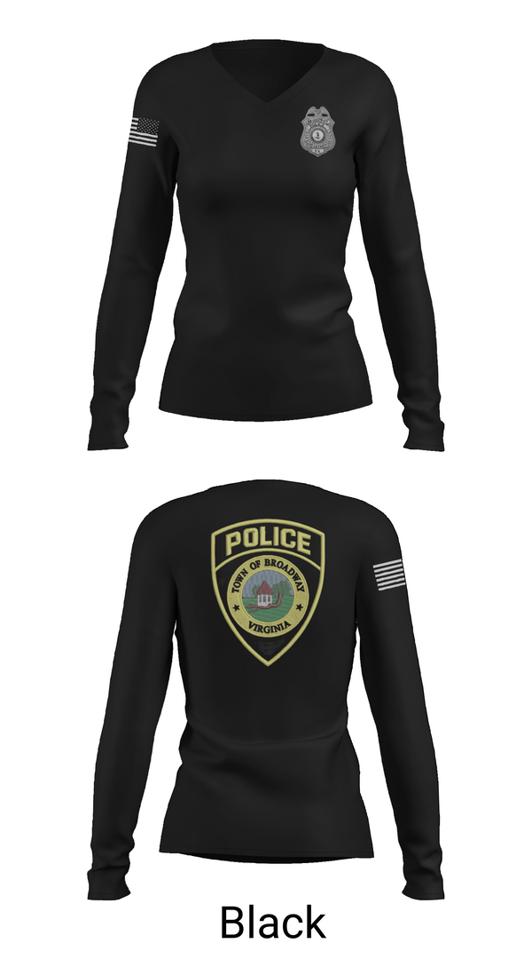 Womens Long Sleeve Vneck Shirt, Broadway Police, Police, Teamtime, Team time, sublimation, custom sports apparel, team uniforms, spirit wear, spiritwear, sports uniforms, custom shirts, team store, custom team store, fundraiser sports, apparel fundraiser