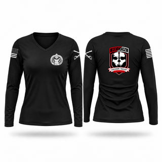 Womens Long Sleeve Vneck Shirt, Assassin Troop, 2-15 CAV, Army, Teamtime, Team time, sublimation, custom sports apparel, team uniforms, spirit wear, spiritwear, sports uniforms, custom shirts, team store, custom team store, fundraiser sports, apparel fundraiser
