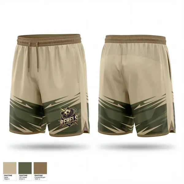 Mens Soccer Shorts, Rebels FC, Men's Soccer, Teamtime, Team time, sublimation, custom sports apparel, team uniforms, spirit wear, spiritwear, sports uniforms, custom shirts, team store, custom team store, fundraiser sports, apparel fundraiser
