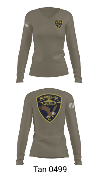 Womens Long Sleeve Vneck Shirt, Wilkinsburg PD, Police, Teamtime, Team time, sublimation, custom sports apparel, team uniforms, spirit wear, spiritwear, sports uniforms, custom shirts, team store, custom team store, fundraiser sports, apparel fundraiser