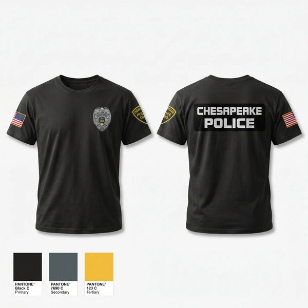 Old School Cotton Feel Shirt, Chesapeake Police, Police, Teamtime, Team time, sublimation, custom sports apparel, team uniforms, spirit wear, spiritwear, sports uniforms, custom shirts, team store, custom team store, fundraiser sports, apparel fundraiser
