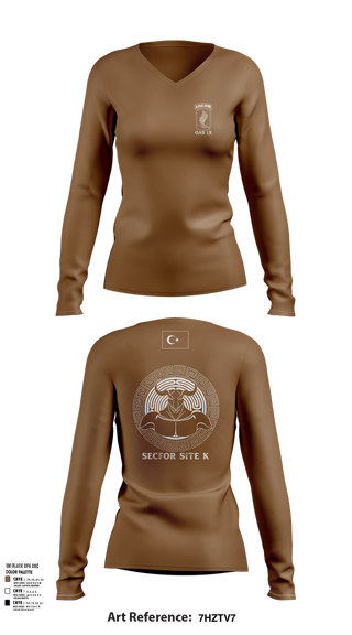 Womens Long Sleeve Vneck Shirt, 173RD ABN, Army, Teamtime, Team time, sublimation, custom sports apparel, team uniforms, spirit wear, spiritwear, sports uniforms, custom shirts, team store, custom team store, fundraiser sports, apparel fundraiser