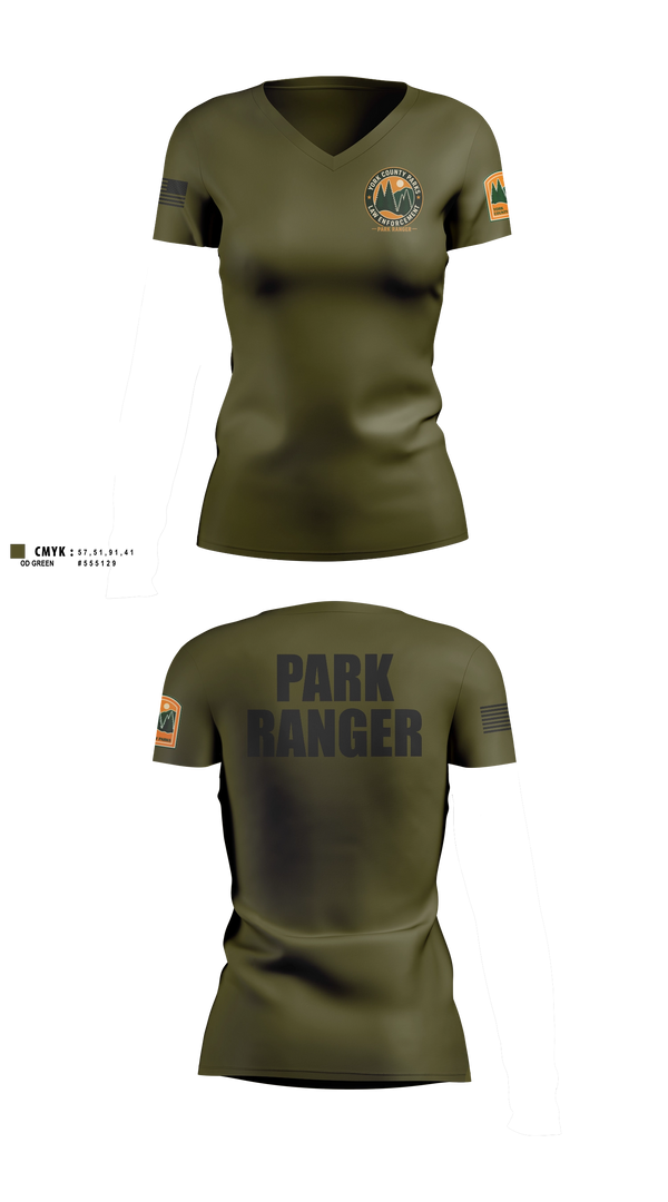 Womens Short Sleeve Vneck Shirt, York County Park Ranger Division, Police, Teamtime, Team time, sublimation, custom sports apparel, team uniforms, spirit wear, spiritwear, sports uniforms, custom shirts, team store, custom team store, fundraiser sports, apparel fundraiser