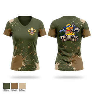Womens Short Sleeve Vneck Shirt, Troop 76, , Teamtime, Team time, sublimation, custom sports apparel, team uniforms, spirit wear, spiritwear, sports uniforms, custom shirts, team store, custom team store, fundraiser sports, apparel fundraiser