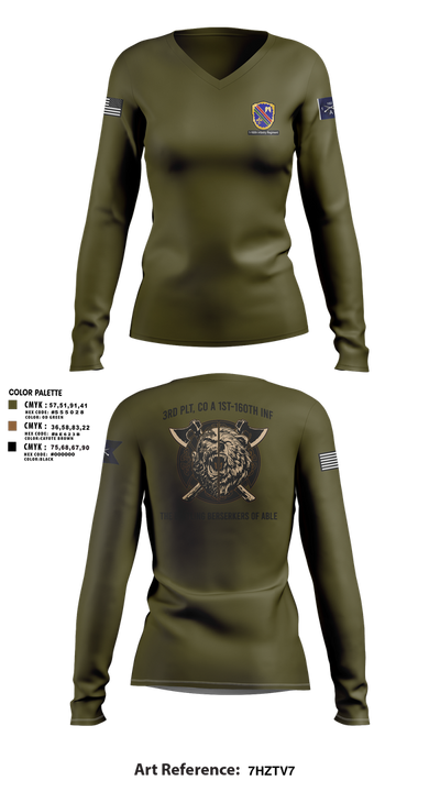 Co A, 1st-160th INF, 79th IBCT 97835057 Women's Long Sleeve V-neck Shirt - 11