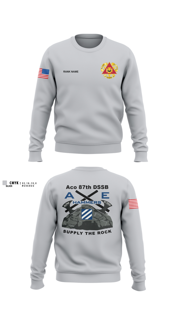 Crew Neck Sweatshirt, Aco 87th DSSB, Army, Teamtime, Team time, sublimation, custom sports apparel, team uniforms, spirit wear, spiritwear, sports uniforms, custom shirts, team store, custom team store, fundraiser sports, apparel fundraiser