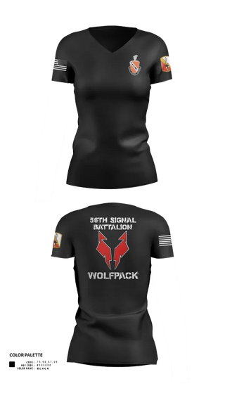 Womens Short Sleeve Vneck Shirt, 56th Signal Battalion, Army, Teamtime, Team time, sublimation, custom sports apparel, team uniforms, spirit wear, spiritwear, sports uniforms, custom shirts, team store, custom team store, fundraiser sports, apparel fundraiser