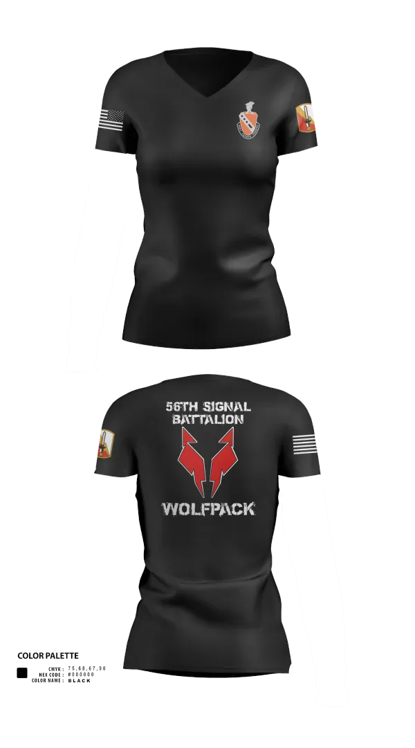 Womens Short Sleeve Vneck Shirt, 56th Signal Battalion, Army, Teamtime, Team time, sublimation, custom sports apparel, team uniforms, spirit wear, spiritwear, sports uniforms, custom shirts, team store, custom team store, fundraiser sports, apparel fundraiser