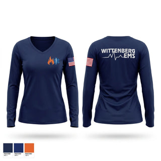 Womens Long Sleeve Vneck Shirt, Wittenberg Area Protective Services District, Fire Department, Teamtime, Team time, sublimation, custom sports apparel, team uniforms, spirit wear, spiritwear, sports uniforms, custom shirts, team store, custom team store, fundraiser sports, apparel fundraiser