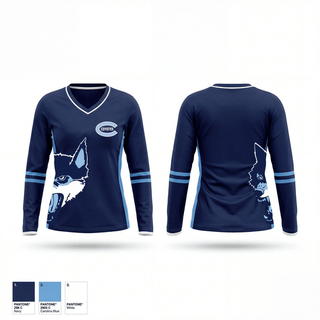 Womens Long Sleeve Vneck Shirt, Clarksburg High School, , Teamtime, Team time, sublimation, custom sports apparel, team uniforms, spirit wear, spiritwear, sports uniforms, custom shirts, team store, custom team store, fundraiser sports, apparel fundraiser