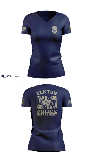 Womens Short Sleeve Vneck Shirt, Elkton Police Department, Police, Teamtime, Team time, sublimation, custom sports apparel, team uniforms, spirit wear, spiritwear, sports uniforms, custom shirts, team store, custom team store, fundraiser sports, apparel fundraiser
