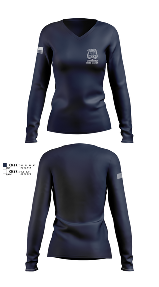 Womens Long Sleeve Vneck Shirt, 5th PCT Crime Section, , Teamtime, Team time, sublimation, custom sports apparel, team uniforms, spirit wear, spiritwear, sports uniforms, custom shirts, team store, custom team store, fundraiser sports, apparel fundraiser