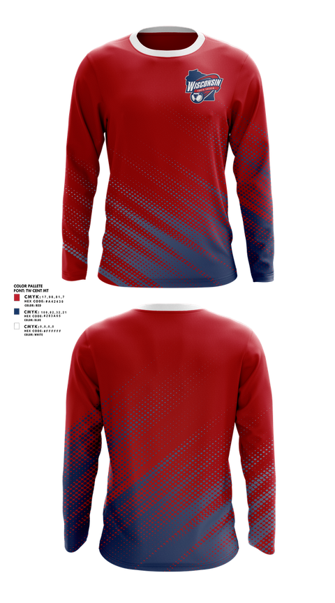 Long Sleeve Performance Shirt, Wisconsin Youth Soccer Association, Men's Soccer, Teamtime, Team time, sublimation, custom sports apparel, team uniforms, spirit wear, spiritwear, sports uniforms, custom shirts, team store, custom team store, fundraiser sports, apparel fundraiser