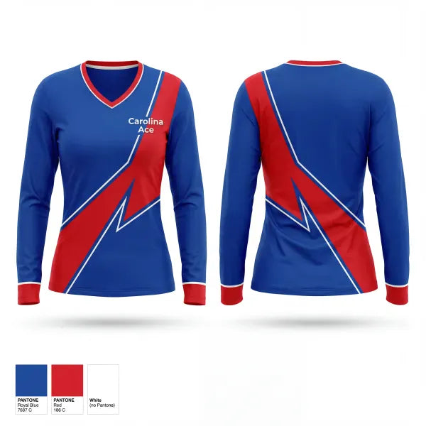 Womens Long Sleeve Vneck Shirt, Carolina Ace, Softball, Teamtime, Team time, sublimation, custom sports apparel, team uniforms, spirit wear, spiritwear, sports uniforms, custom shirts, team store, custom team store, fundraiser sports, apparel fundraiser