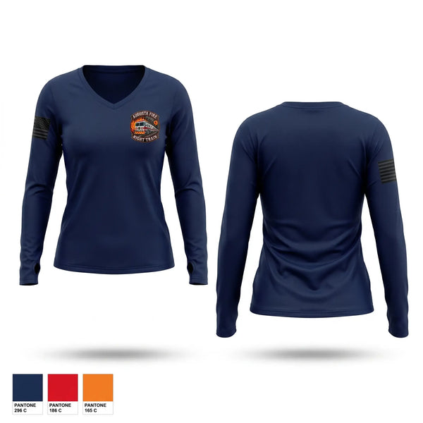 Womens Long Sleeve Vneck Shirt, Augusta fire department, Fire Department, Teamtime, Team time, sublimation, custom sports apparel, team uniforms, spirit wear, spiritwear, sports uniforms, custom shirts, team store, custom team store, fundraiser sports, apparel fundraiser