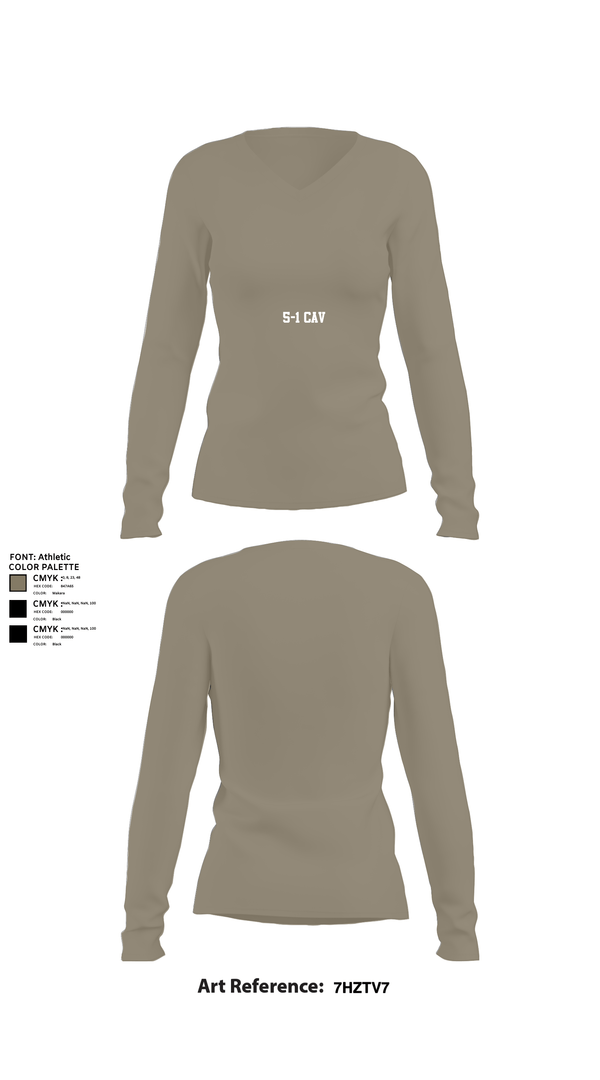 Womens Long Sleeve Vneck Shirt, 5-1 cav, Army, Teamtime, Team time, sublimation, custom sports apparel, team uniforms, spirit wear, spiritwear, sports uniforms, custom shirts, team store, custom team store, fundraiser sports, apparel fundraiser