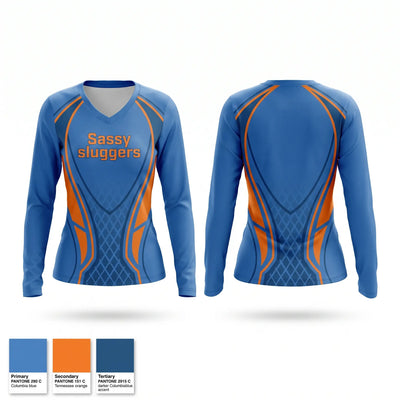 Sassy sluggers Women's Long Sleeve V-neck Shirt - 1