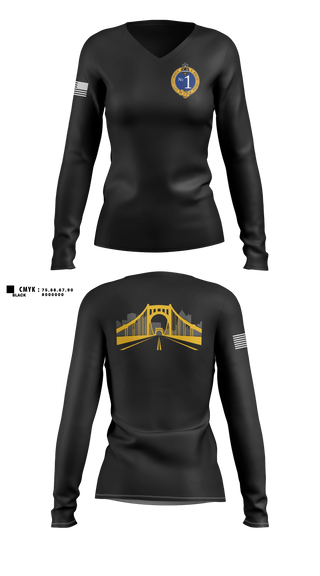 Womens Long Sleeve Vneck Shirt, Pittsburgh Police Zone 1, Police, Teamtime, Team time, sublimation, custom sports apparel, team uniforms, spirit wear, spiritwear, sports uniforms, custom shirts, team store, custom team store, fundraiser sports, apparel fundraiser