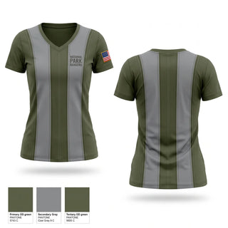 Womens Short Sleeve Vneck Shirt, National Park Rangers, Police, Teamtime, Team time, sublimation, custom sports apparel, team uniforms, spirit wear, spiritwear, sports uniforms, custom shirts, team store, custom team store, fundraiser sports, apparel fundraiser