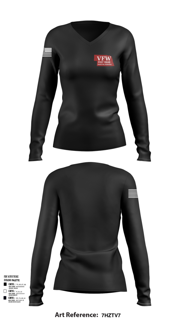 Womens Long Sleeve Vneck Shirt, VFW Post 10648, , Teamtime, Team time, sublimation, custom sports apparel, team uniforms, spirit wear, spiritwear, sports uniforms, custom shirts, team store, custom team store, fundraiser sports, apparel fundraiser